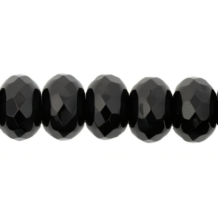 Czech Gem-Cut Rondelle 11 x 7mmmm Jet (25pcs)