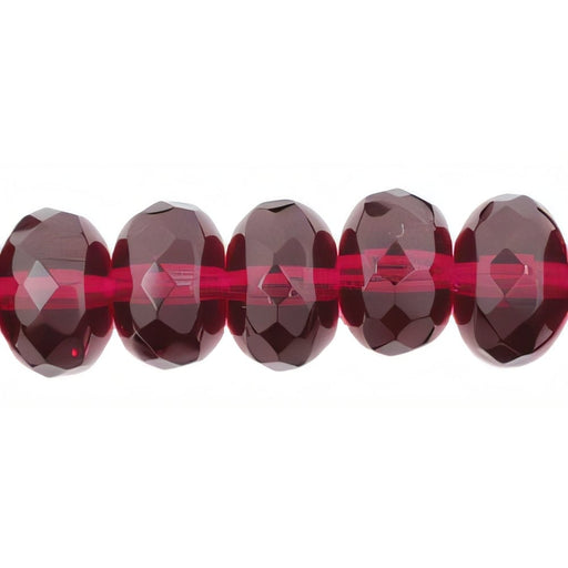 Czech Gem-Cut Rondelle 11 x 7mmmm Fuchsia (25pcs)