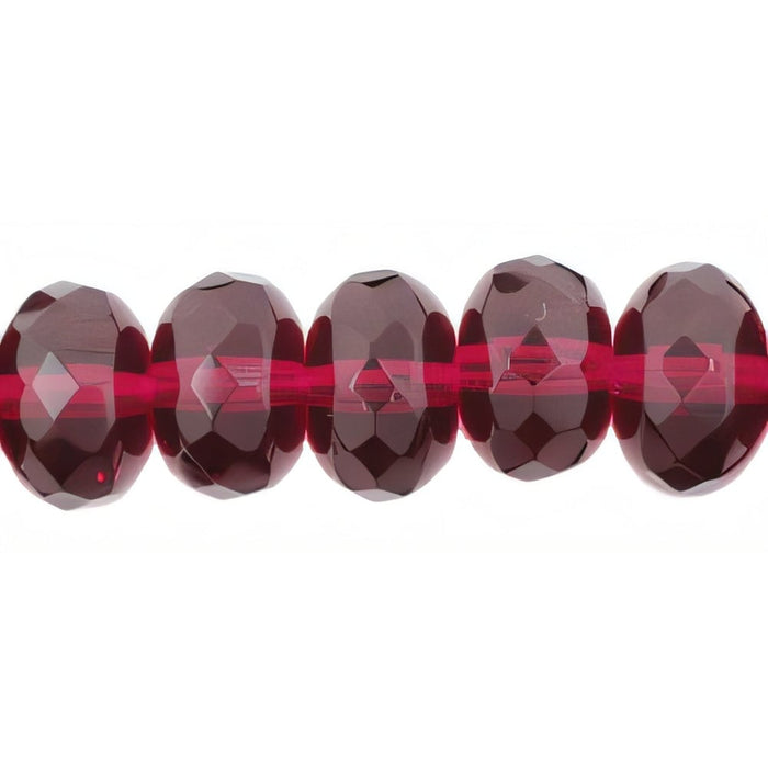 Czech Gem-Cut Rondelle 11 x 7mmmm Fuchsia (25pcs)