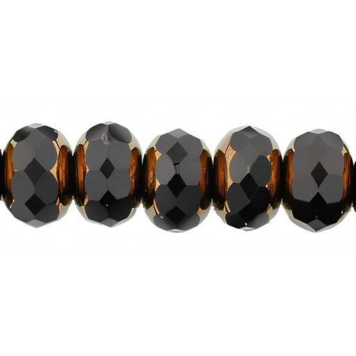 Czech Gem-Cut Rondelle 11 x 7mmmm Patina - Jet (25pcs)