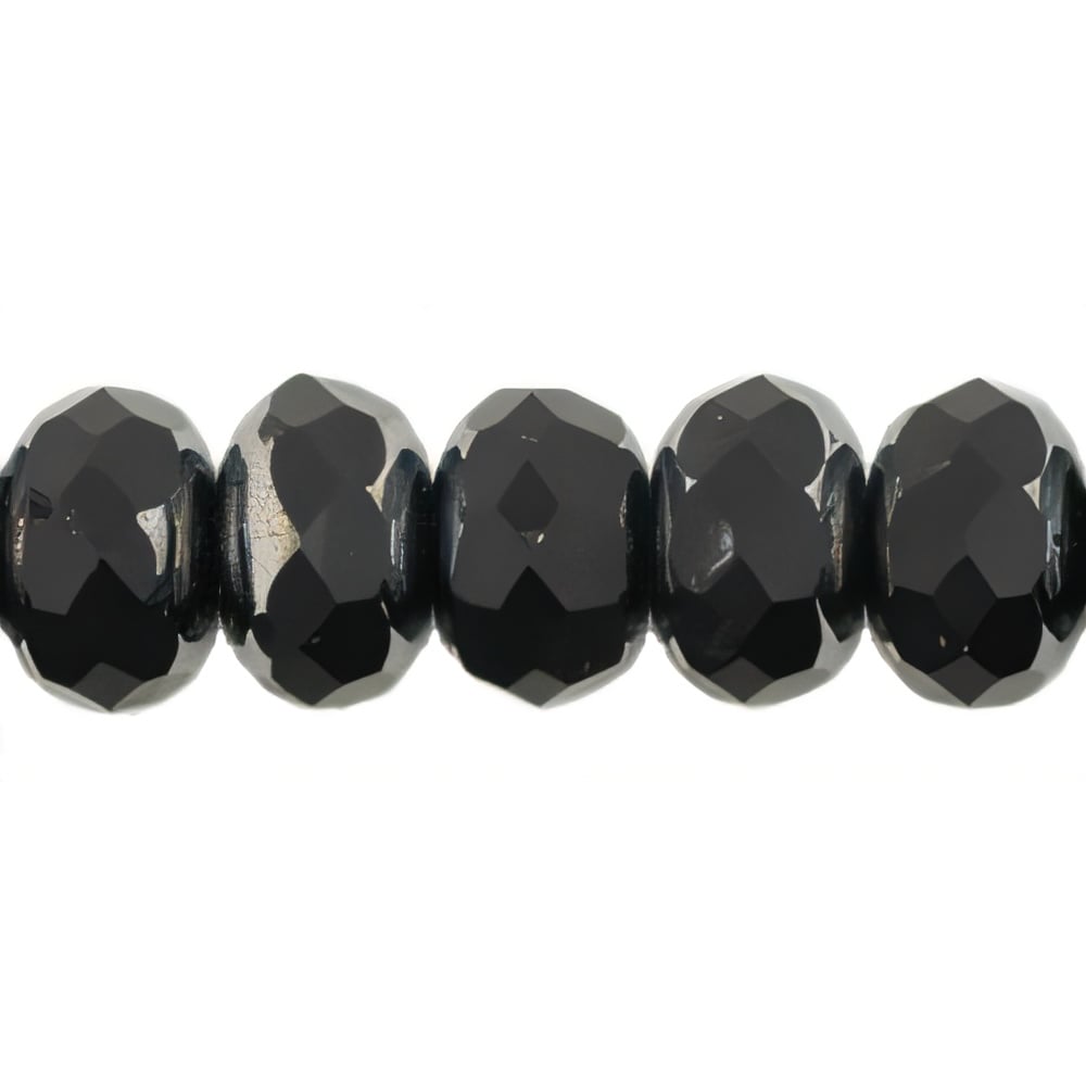 Czech Gem-Cut Rondelle 11 x 7mmmm Matte - Hematite (25pcs)