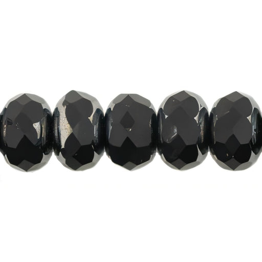 Czech Gem-Cut Rondelle 11 x 7mmmm Matte - Hematite (25pcs)