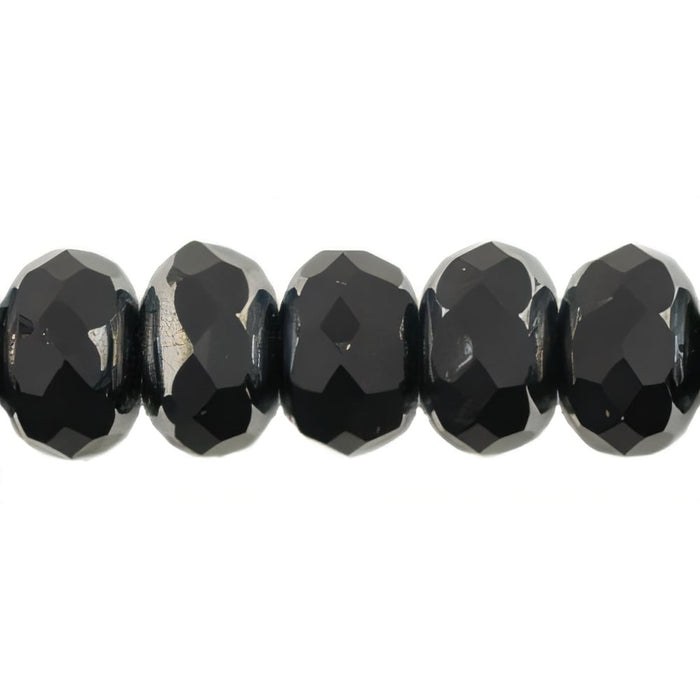 Czech Gem-Cut Rondelle 11 x 7mmmm Matte - Hematite (25pcs)