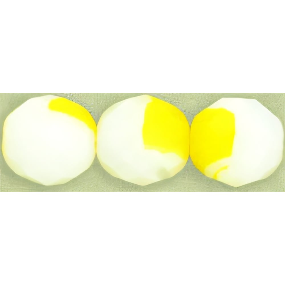 Czech Fire-Polish 12mm Lemon/ Milky White (25pcs)