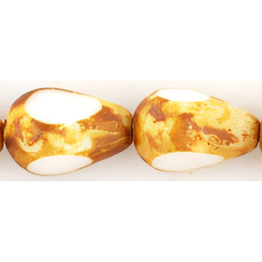 Czech 3-Cut Tear Drops 12/8mm Opaque White - Picasso (25pcs)