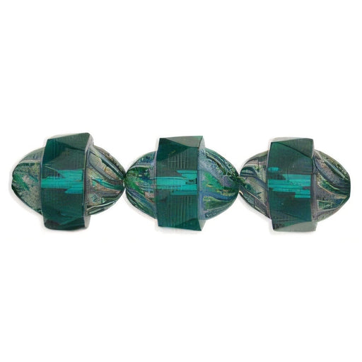 Czech Antique Style Faceted 12 x 9mm - Oval Emerald - Picasso (25pcs)