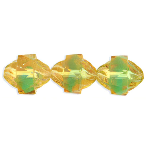 Czech Antique Style Facetted 12 x 9mm - Oval Topaz/Green (25pcs)