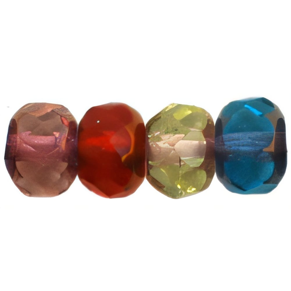 Czech Gem-Cut Rondelle 6 x 4mm Copper - Multi Color (25pcs)