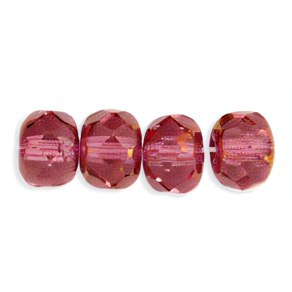Czech Gem-Cut Rondelle 6 x 4mm Copper - French Rose (25pcs)