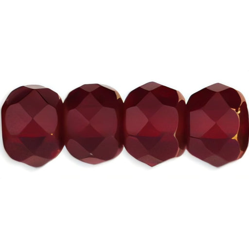 Czech Gem-Cut Rondelle 6 x 4mm Copper - Ruby (25pcs)