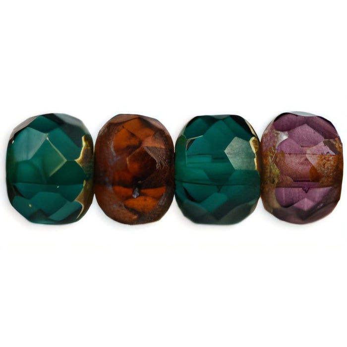 Czech Gem-Cut Rondelle 6 x 4mm Picasso - Multi Color - Dark Mix (25pcs)