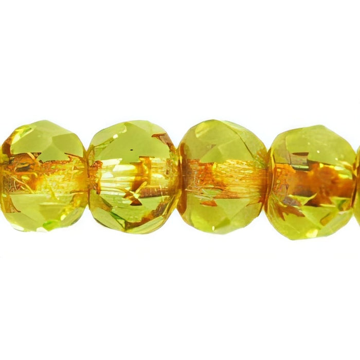 Czech Gem-Cut Rondelle 6 x 4mm Jonquil - Picasso (25pcs)