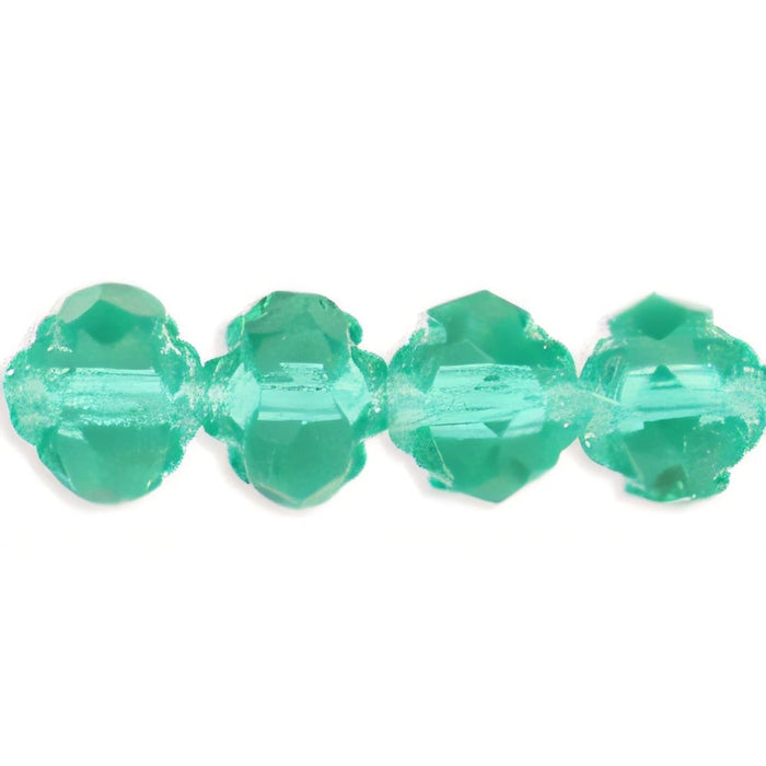 Czech Small Rosebud Fire-Polish 6 x 5mm Emerald (25pcs)