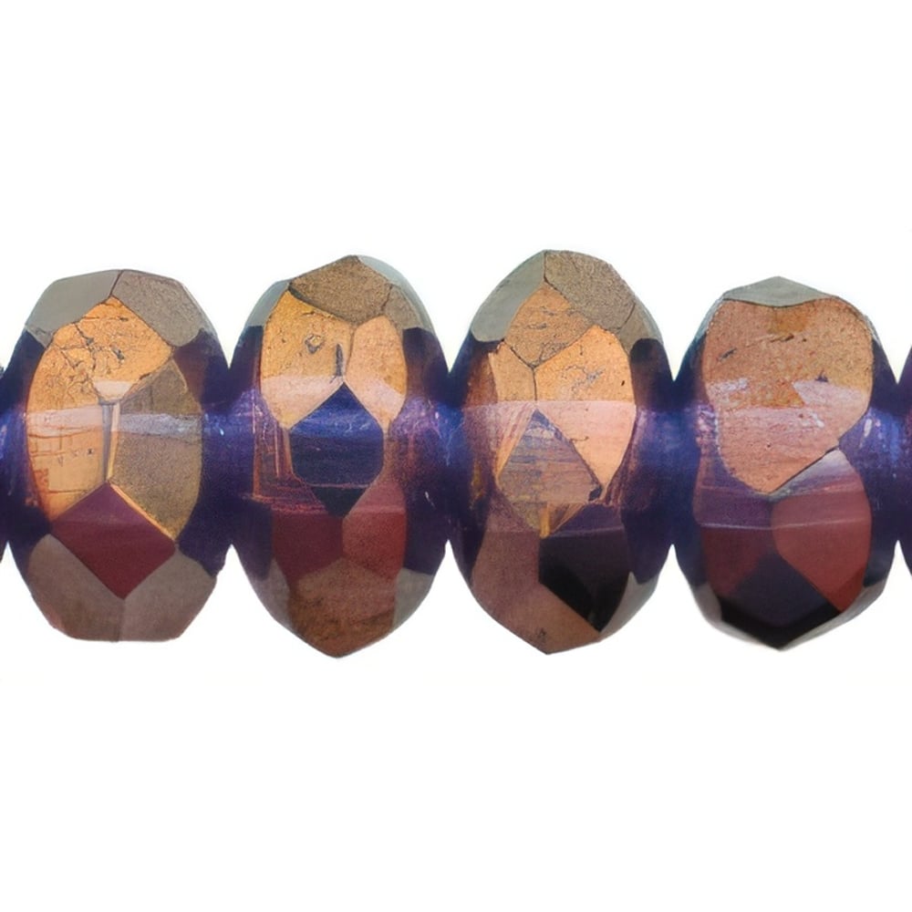 Czech Gem-Cut Rondelle 7 x 5mm Bronze Illusion (25pcs)