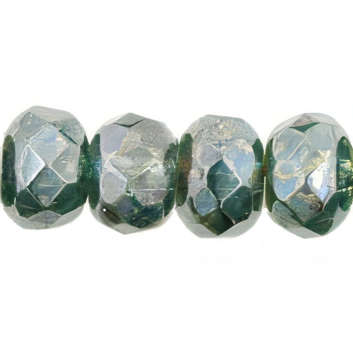 Czech Gem-Cut Rondelle 7 x 5mm Luster - Transparent Green (25pcs)