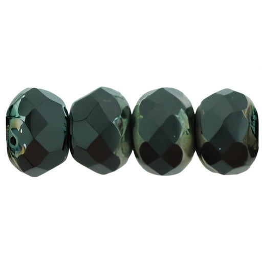 Czech Gem-Cut Rondelle 7 x 5mm Jet - Picasso (25pcs)