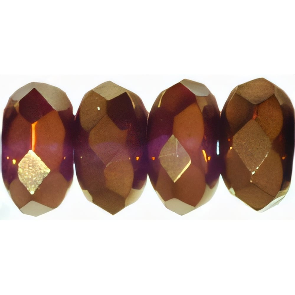 Czech Gem-Cut Rondelle 7 x 5mm Amethyst - Bronze Vega (25pcs)