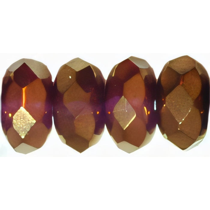 Czech Gem-Cut Rondelle 7 x 5mm Amethyst - Bronze Vega (25pcs)
