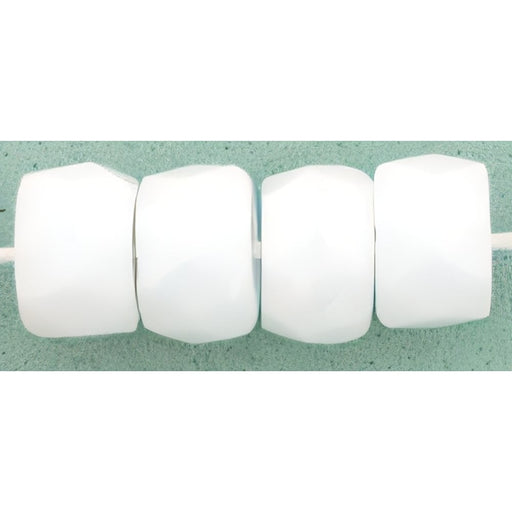 Czech Faceted Crow Beads 6 x 4mm (2.5mm hole) Opaque White (25pcs)