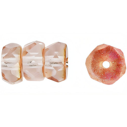 Czech Fire-Polish 6 x 3mm - Rondelle Luster - Transparent Pink (50pcs)