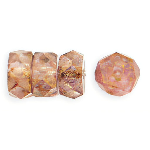 Czech Fire-Polish 6 x 3mm - Rondelle Luster - Transparent Topaz/Pink (50pcs)