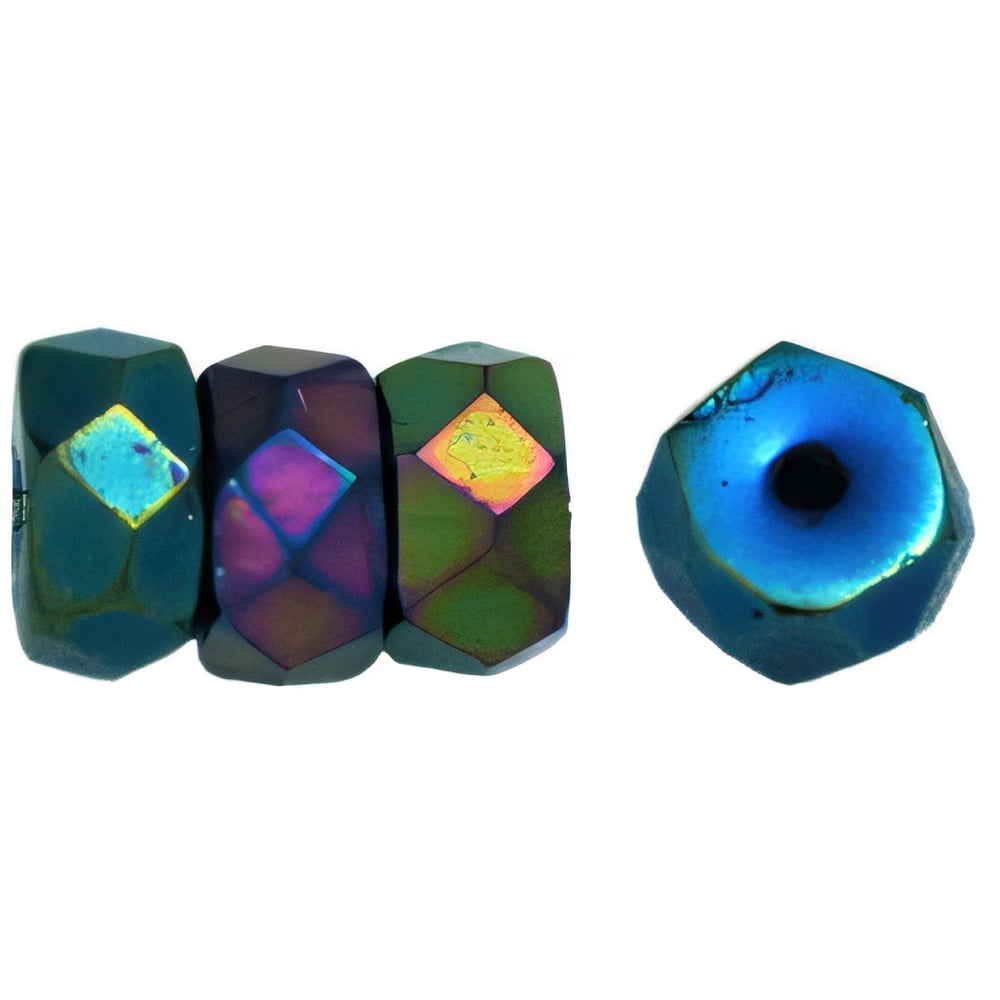 Czech Fire-Polish 6 x 3mm - Rondelle Iris - Green (50pcs)