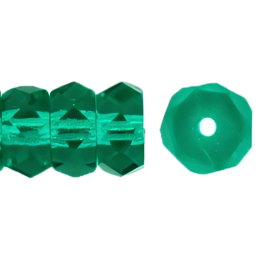 Czech Fire-Polish 6 x 3mm - Rondelle Emerald (50pcs)