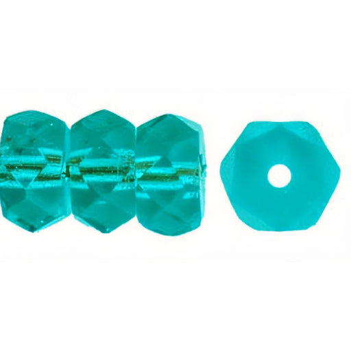 Czech Fire-Polish 6 x 3mm - Rondelle Lt Teal (50pcs)
