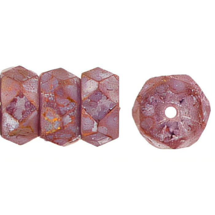 Czech Fire-Polish 6 x 3mm - Rondelle Luster - Stone Pink (50pcs)