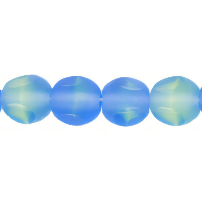 Czech German Style Triangle 6mm Matte - Blue/Lt Green (25pcs)