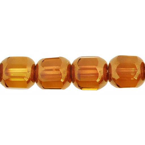 Czech Antique Style Octagonal 6mm - Bronze (smooth) Med Topaz (25pcs)