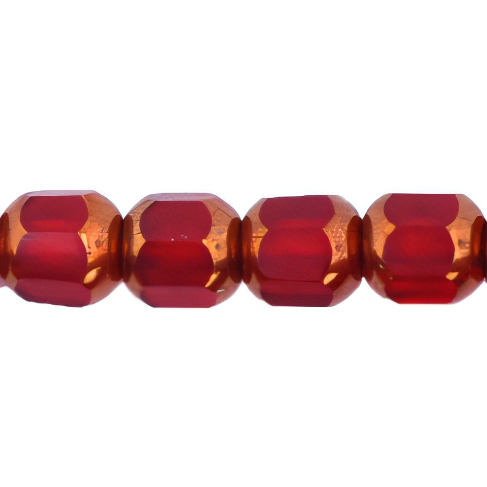 Czech Antique Style Octagonal 6mm - Bronze (smooth) Siam Ruby (25pcs)