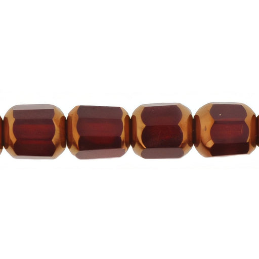 Czech Antique Style Octagonal 6mm - Bronze (smooth) Ruby (25pcs)