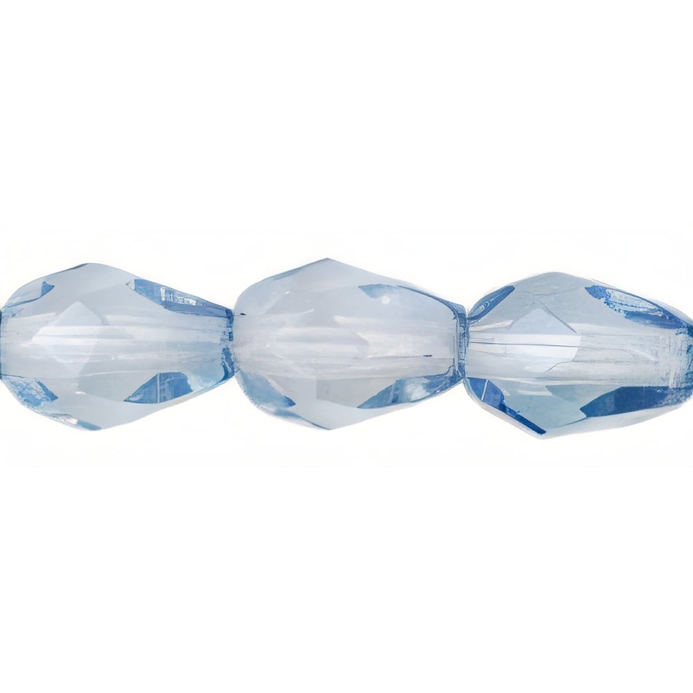 Czech Fire-Polish 7 x 5mm - Teardrop Luster - Transparent Blue (25pcs)