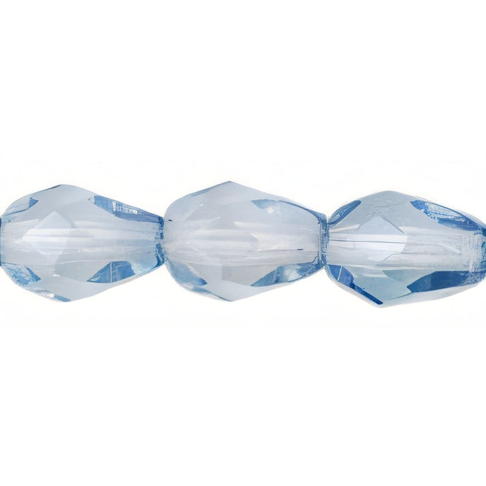 Czech Fire-Polish 7 x 5mm - Teardrop Luster - Transparent Blue (25pcs)