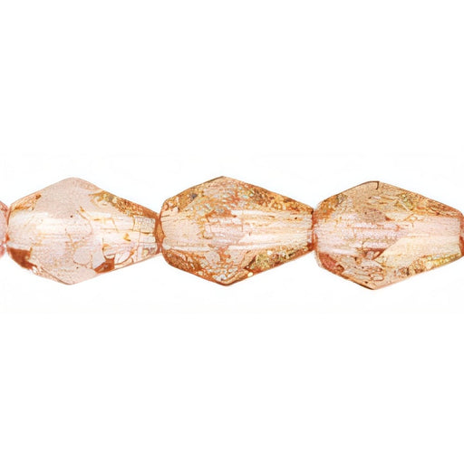 Czech Fire-Polish 7 x 5mm - Teardrop Luster - Transparent Topaz/Pink (25pcs)
