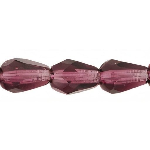 Czech Fire-Polish 7 x 5mm - Teardrop Amethyst (25pcs)