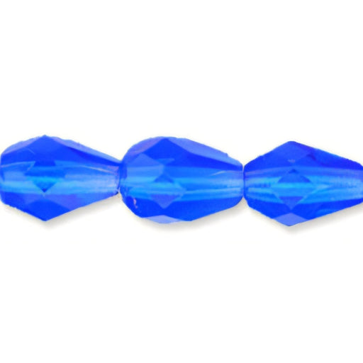 Czech Fire-Polish 7 x 5mm - Teardrop Sapphire (25pcs)