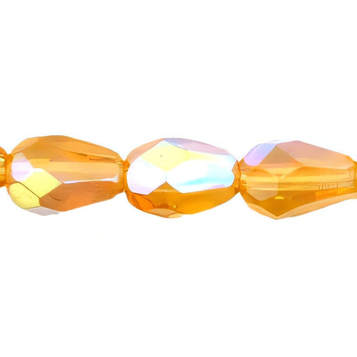 Czech Firepolish 7 x 5mm - Teardrop Topaz AB (25pcs)