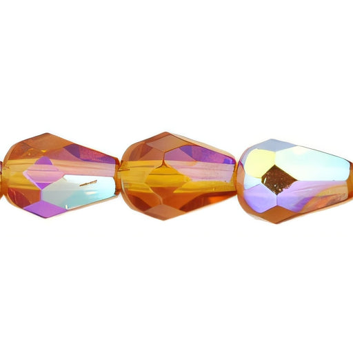 Czech Firepolish 7 x 5mm - Teardrop Dk Topaz AB (25pcs)