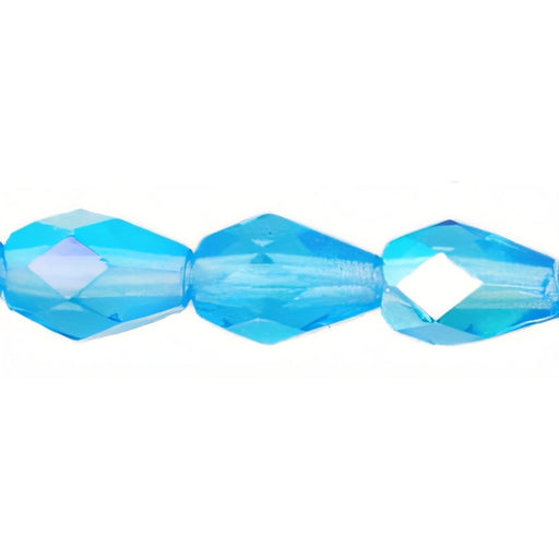 Czech Firepolish 7 x 5mm - Teardrop Aquamarine AB (25pcs)