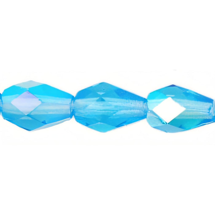 Czech Firepolish 7 x 5mm - Teardrop Aquamarine AB (25pcs)