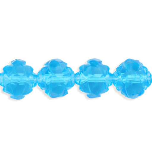 Czech Rosebud Fire-Polish 8 x 7mm Aquamarine (25pcs)