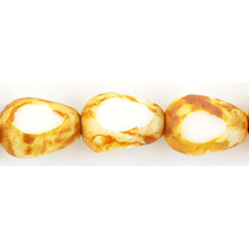 Czech 3-Cut Tear Drops 8 x 6mm Opaque White - Picasso (25pcs)