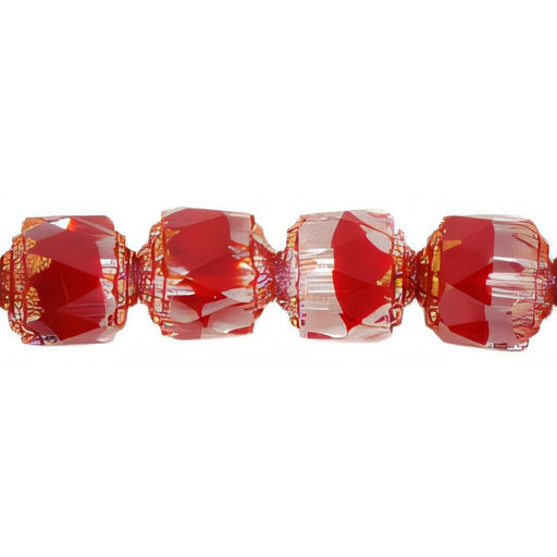 Czech Antique Style Octagonal 8mm - Bronze Ruby/Crystal (25pcs)