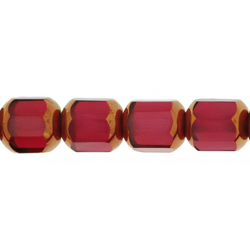 Czech Antique Style Octagonal 8mm - Bronze (smooth) Fuchsia (25pcs)
