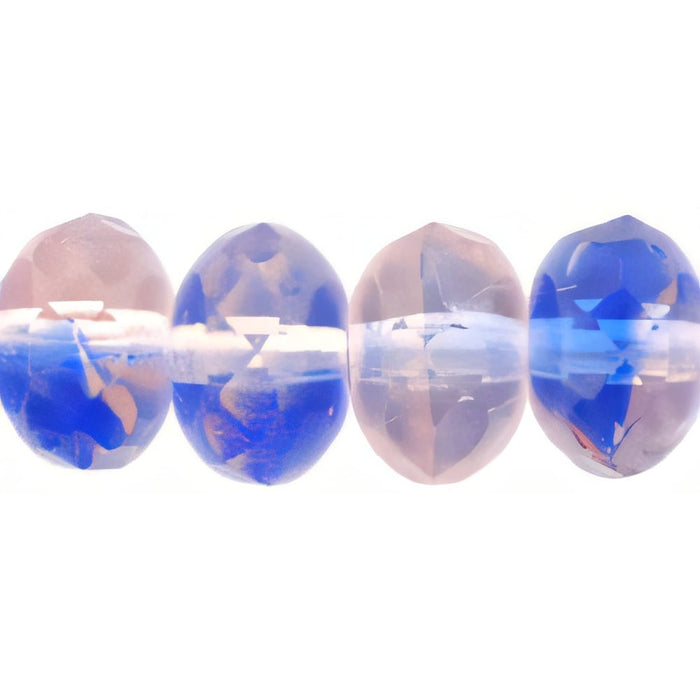Czech Gem-Cut Rondelle 9 x 6mm Lt Pink/Blue (25pcs)