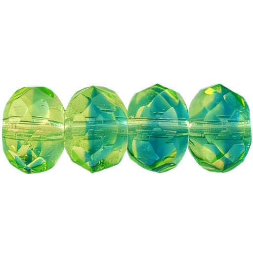Czech Gem-Cut Rondelle 9 x 6mm Green/Blue (25pcs)