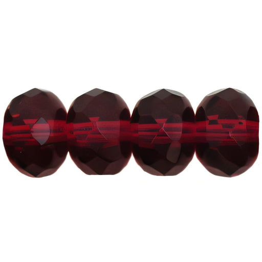 Czech Gem-Cut Rondelle 9 x 6mm Fuchsia (25pcs)