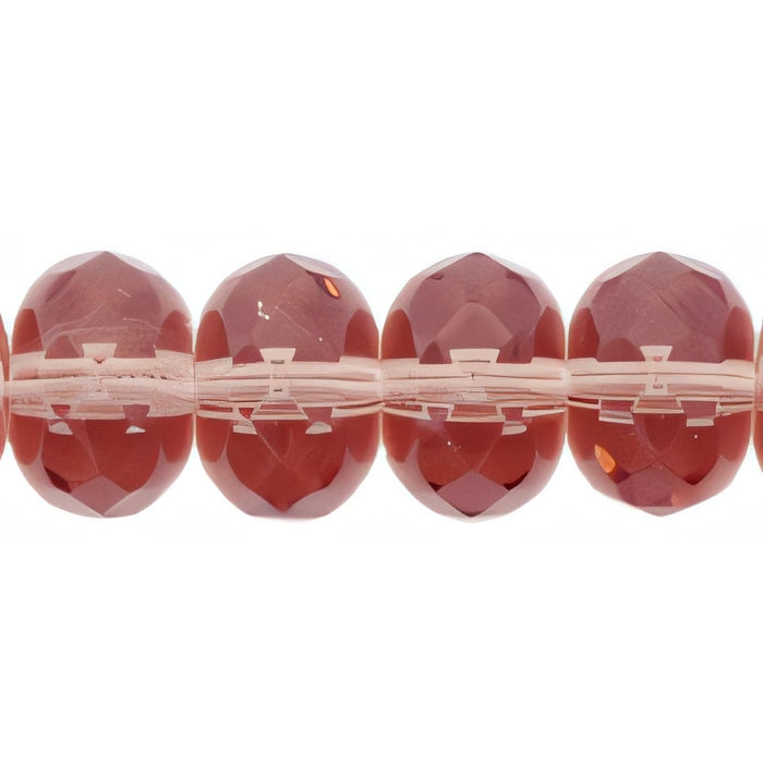 Czech Gem-Cut Rondelle 9 x 6mm French Rose (25pcs)